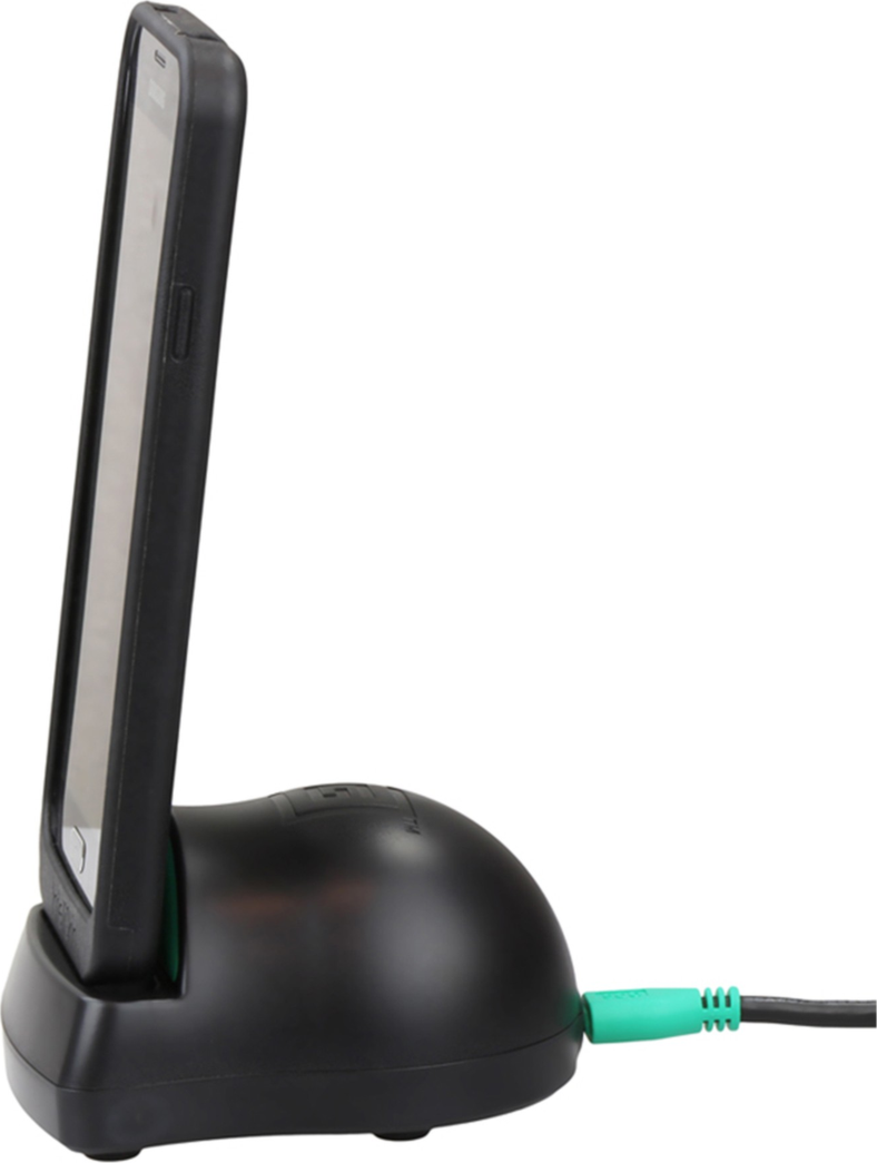 The single Desktop Dock is a low-profile docking station for phones and small tablets equipped with an IntelliSkin® protective case.