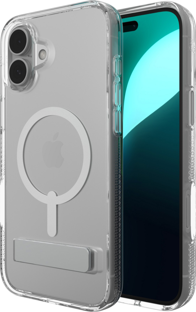 Strengthened with Graphene, ZAGG's Crystal Palace Snap series case with kickstand combines an ultra-slim, crystal-clear profile with up to 13 ft drop protection and seamless MagSafe compatibility.