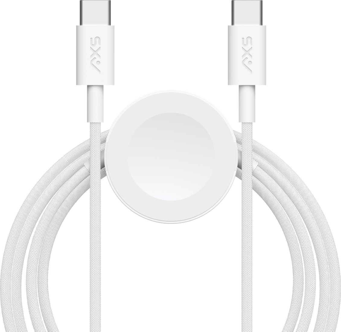 AXS - PROCharge Phone USB C and Dual Compatible Watch Braided Cable for Apple and Samung Devices - White