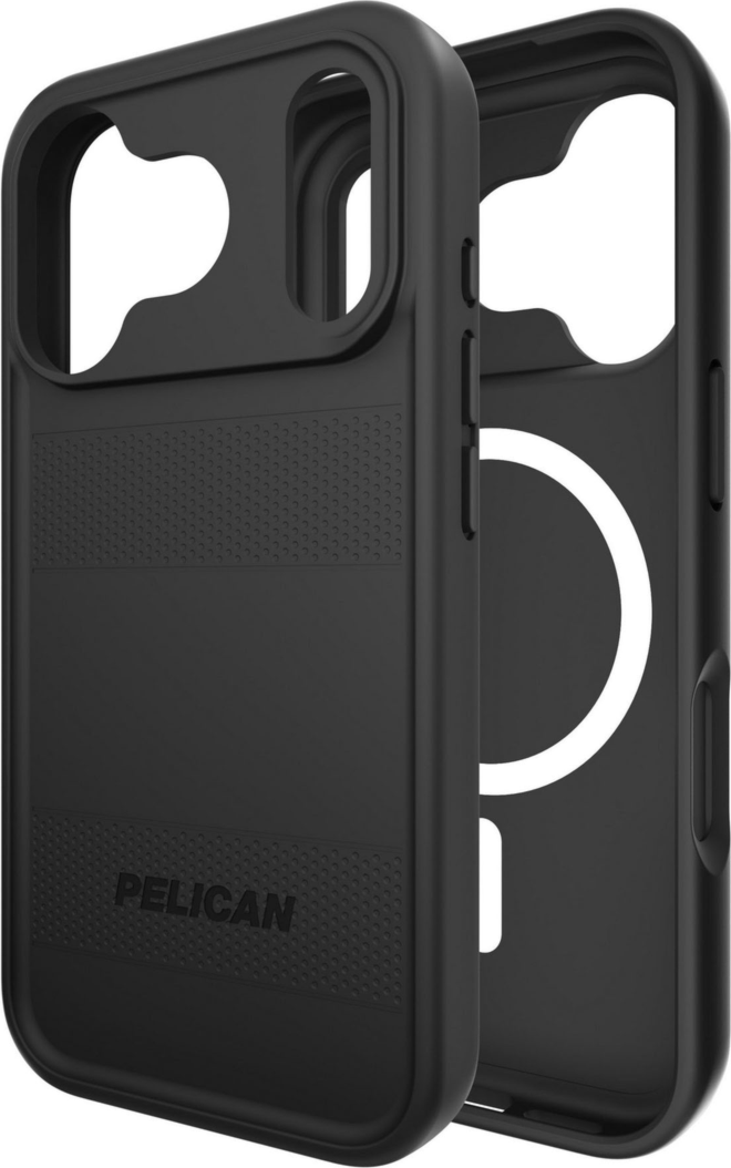 <p>The Pelican Protector MagSafe Case delivers military-spec 16-foot drop protection with an impact-resistant design, a shock-absorbing lining, and strong built-in magnets for seamless MagSafe charging.</p>