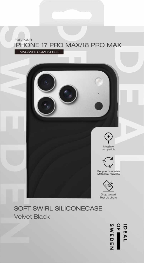 Ideal of Sweden - Coque Soft Swirl MagSafe, noir velours, pour iPhone 18 Pro/17 Pro