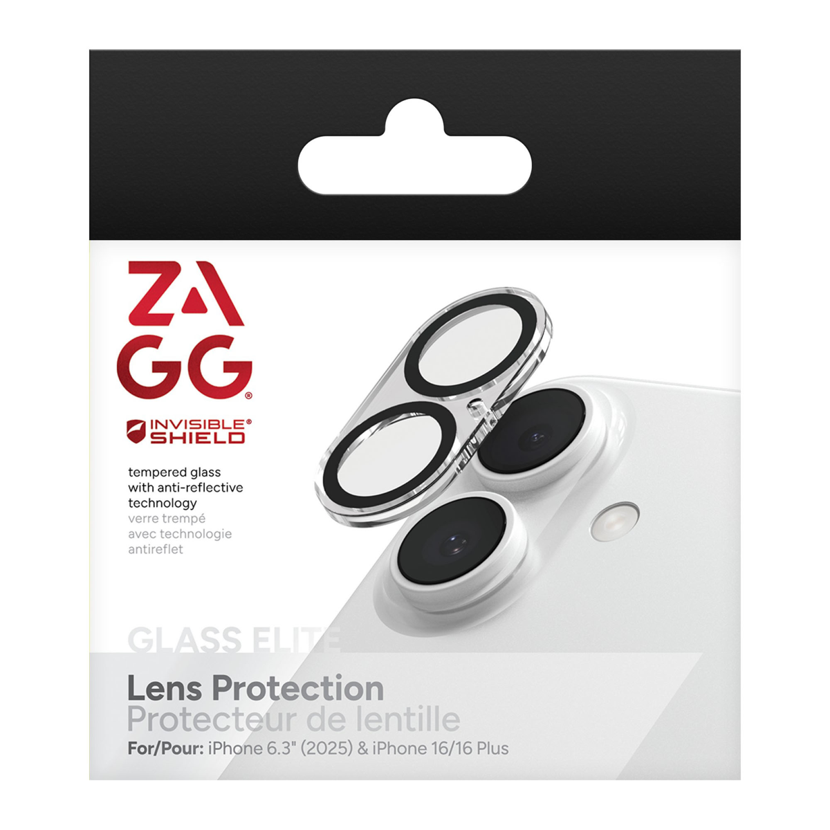 The ZAGG InvisibleShield Glass Elite with anti-reflective technology protects phone camera lenses from scratches and smudges.