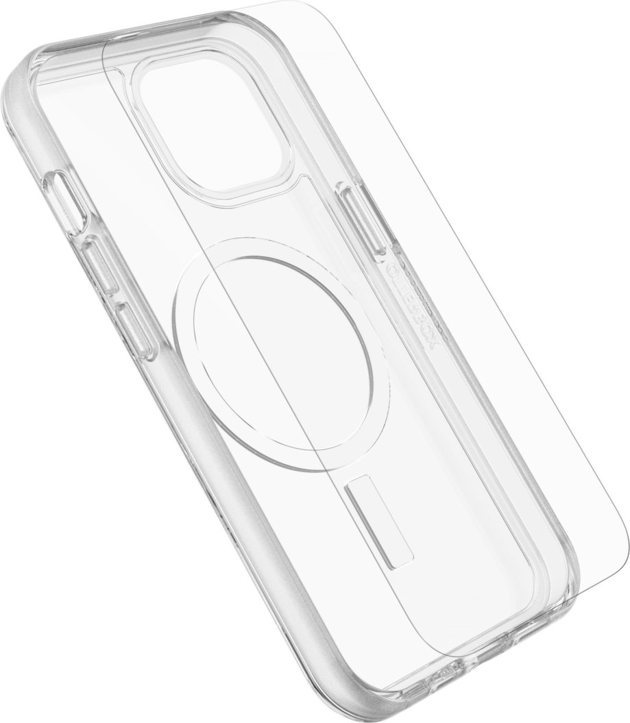 OtterBox’s Protection + Power Kit offers 360° protection and power in one bundle. It includes a Symmetry Series Clear case with MagSafe, a Glass Screen Protector, and a high-performance 30W Wall Charger.