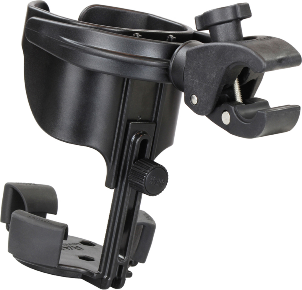 RAM® Level Cup™ XL 32oz Drink Holder with built-in Tough-Claw™ lets users mount their drinking vessel anywhere with a ledge or round pipe. Perfect for life outdoors and ready for the largest drinks.