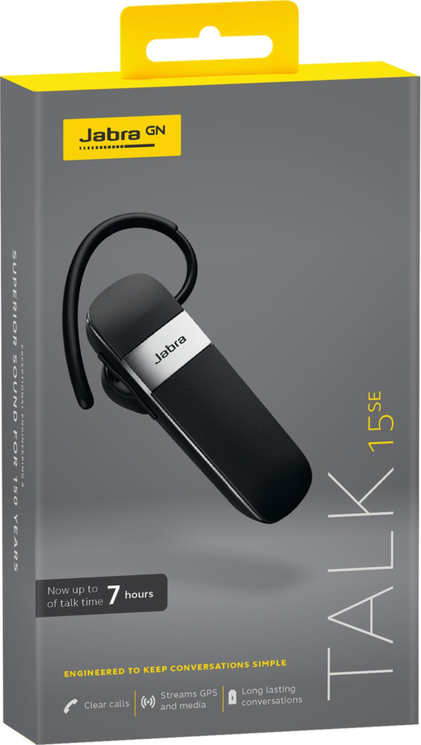 <p>Take Jabra Talk 15 SE Bluetooth® mono headset anywhere you are with 14 days of standby and 7 hours of talk time for a simpler experience and customizable fit.</p>