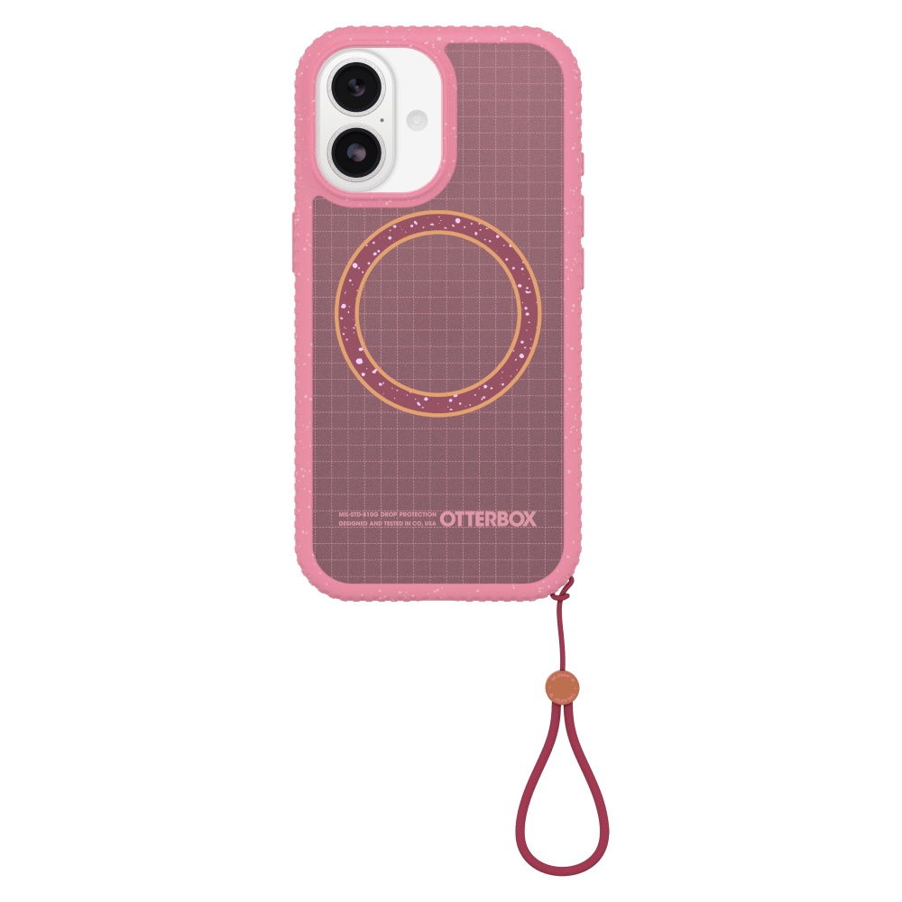 The OtterBox Sole Series features a grippy, high-ridge tread and unique ombré fabric back for secure style. It offers MagSafe compatibility and a removable lanyard loop.