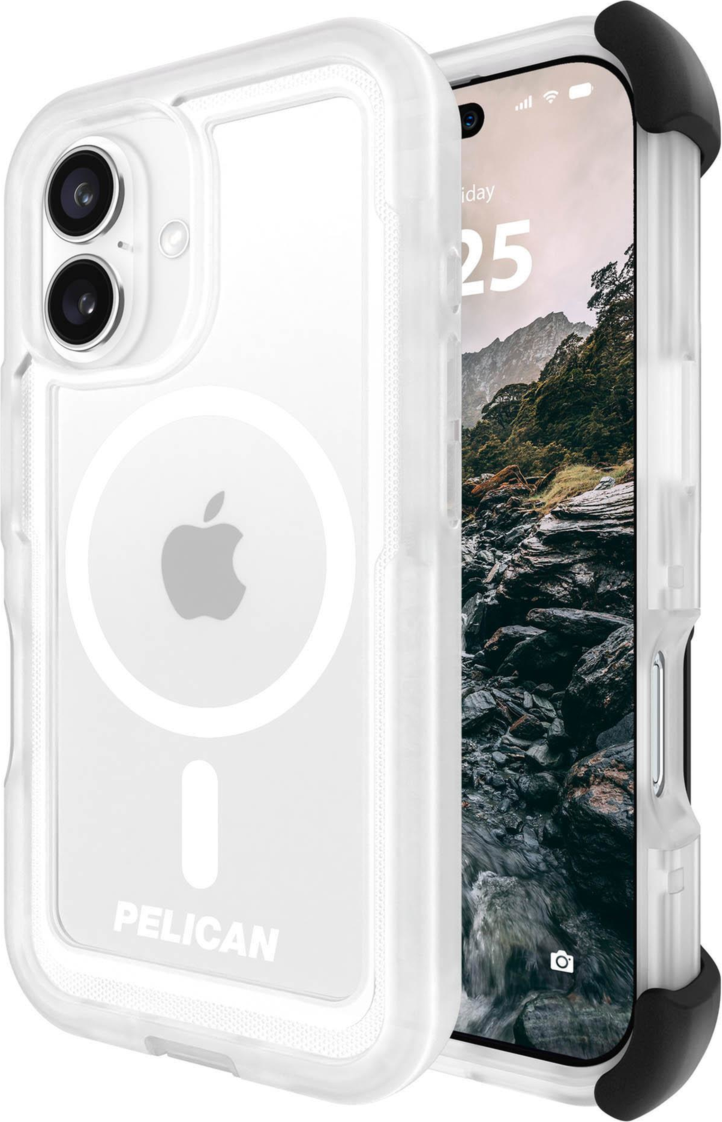18ft Drop Protection,
Strong Built-In Magnets For MagSafe,
Dual Layer Impact Protection,
Made From Recycled Materials,
Anti-Scratch Coatings,
Textured Sides For Enhanced Grip,
Included Phone Holster/Stand, and
Lifetime Warranty.