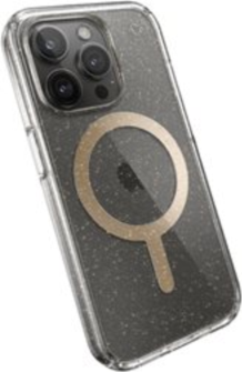 Speck Presidio Lux Glitter with MagSafe iPhone 15 Pro, Clear Gold