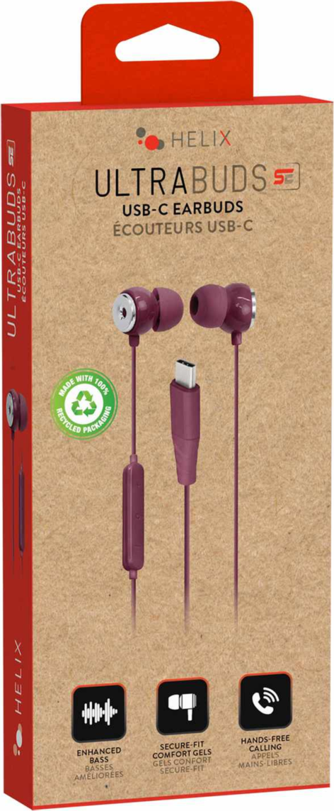 Helix/Retrak - AudioForce SE USB-C Earbuds Plum