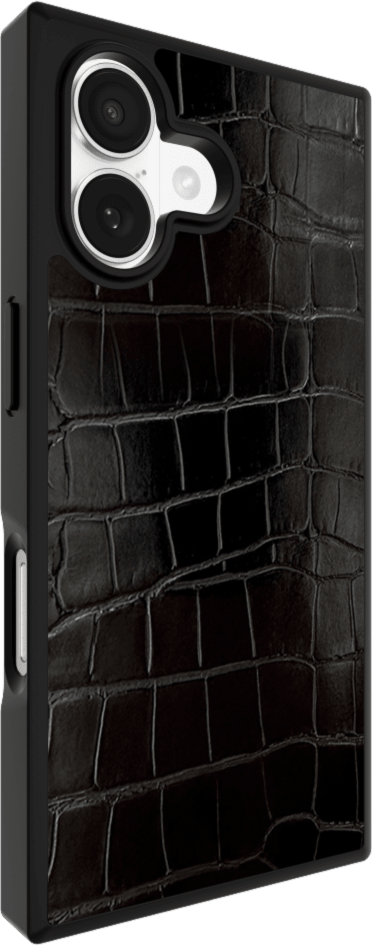 The FLAUNT SQUARE® Faux Leather case offers sleek, chic protection with a patent-pending square design and cushioned corners for enhanced shock absorption, featuring 12ft drop test protection.