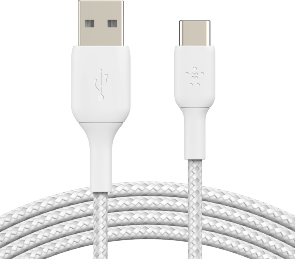 BOOST?CHARGE™ Braided White USB-C to USB-A Cable 4ft