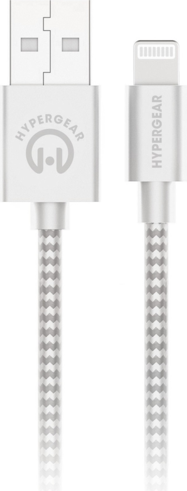 HyperGear 6 ft. (180cm) USB-A to Lightning Braided Charge and Sync Cable - White