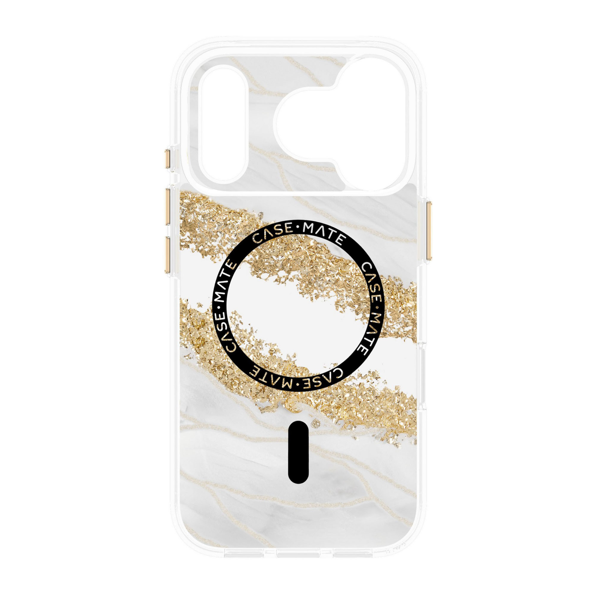 <p>The Case-Mate Karat Granite MagSafe case features a classic white granite design, accented with gold, and offers 12 foot drop protection with MagSafe compatibility.</p>