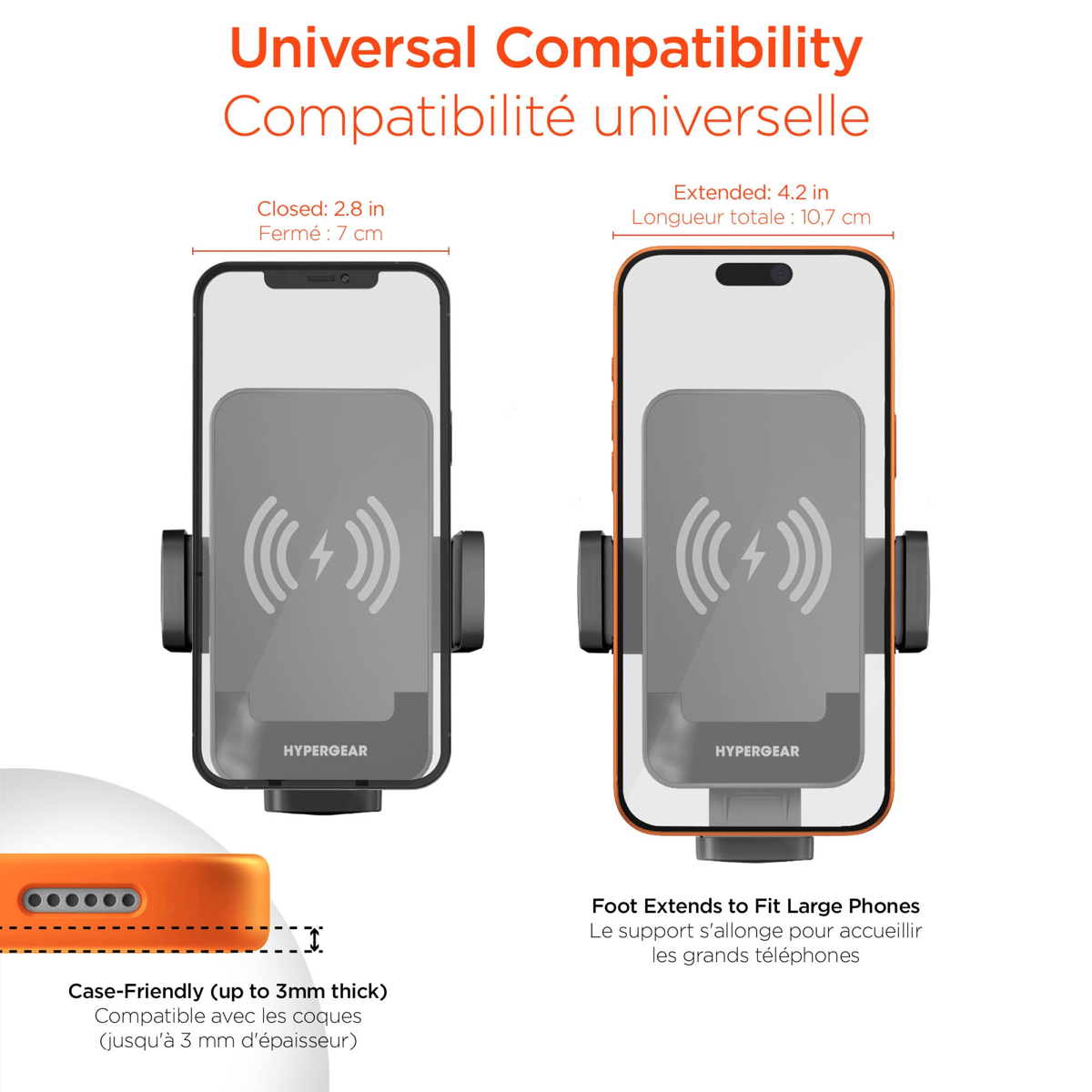 HyperGear EZ Grip 15W Wireless Fast Charging Cup Holder Phone Mount - Black