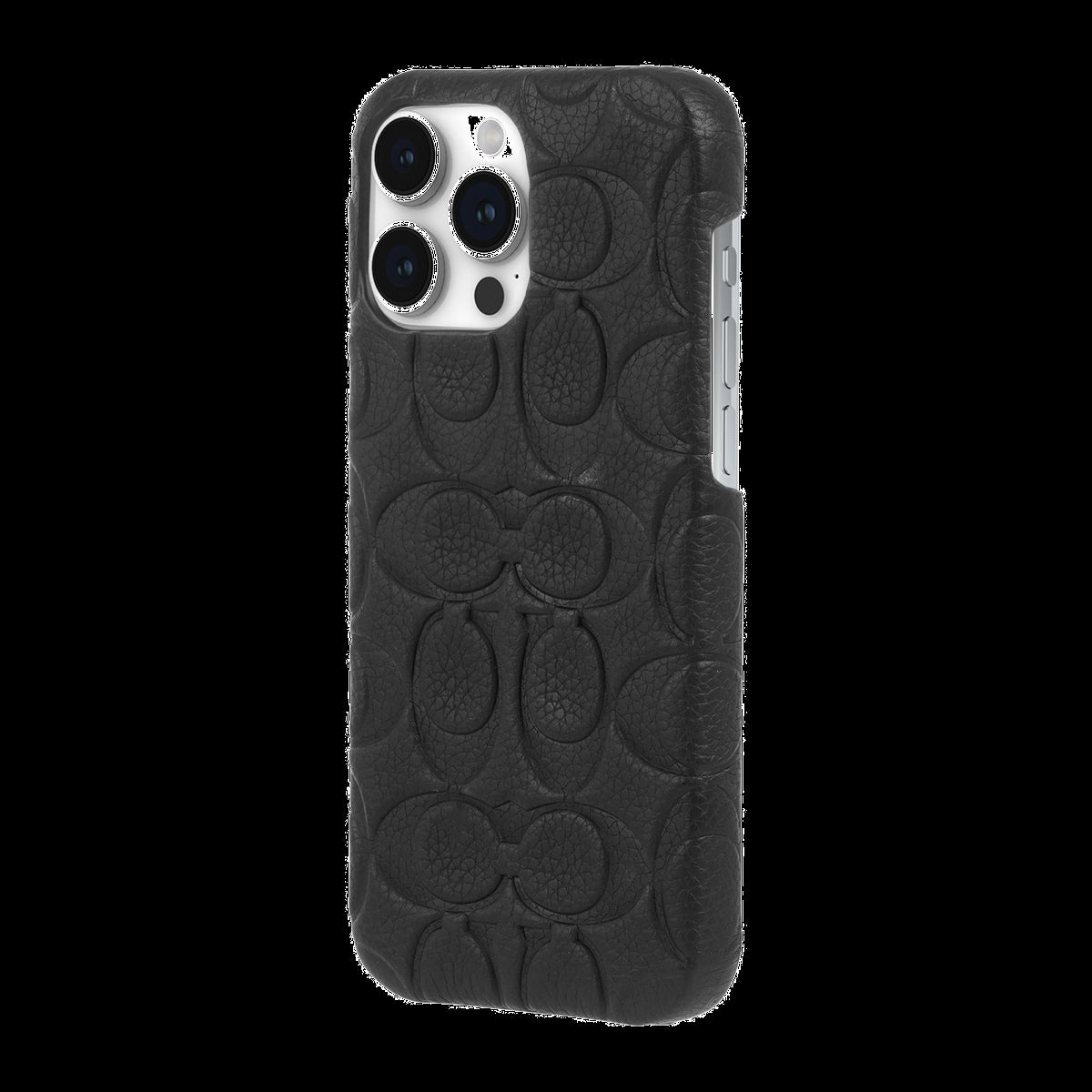 iPhone 15 Pro Max Coach Leather Slim Wrap Signature C Case - Black Emboss