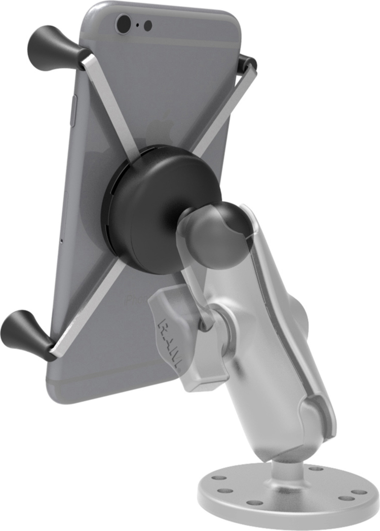 Secure any large phone confidently using the RAM X-Grip Universal Phone Holder for B size 1” ball RAM Mounts. The Spring Loaded ‘X’ design with rubber caps sports great holder power without hiding the phone.