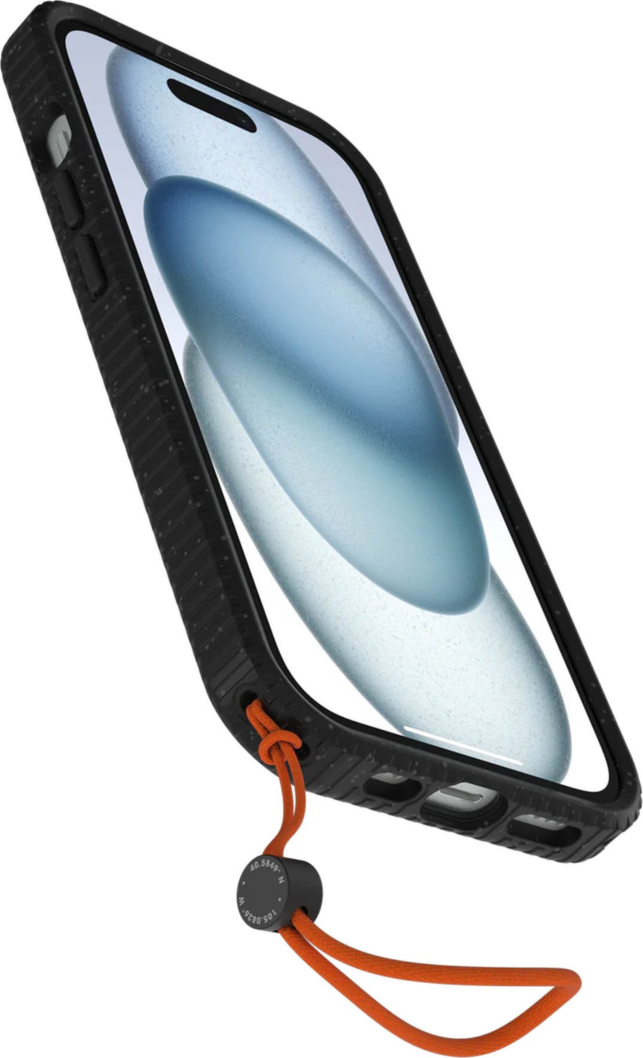 The OtterBox Sole Series features a grippy, high-ridge tread and unique ombré fabric back for secure style. It offers MagSafe compatibility and a removable lanyard loop.