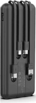 NUPOWER 10K mAh Powerbank with Integrated Cables -Black