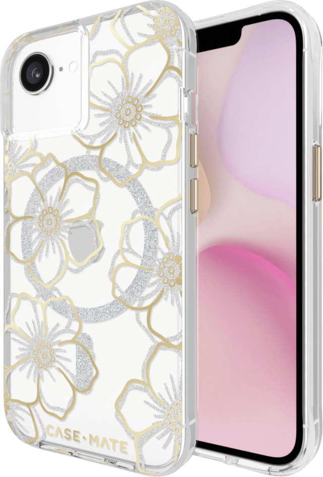 iPhone 16e/15/14/13 Case-Mate Floral Gems MagSafe Case - Gold