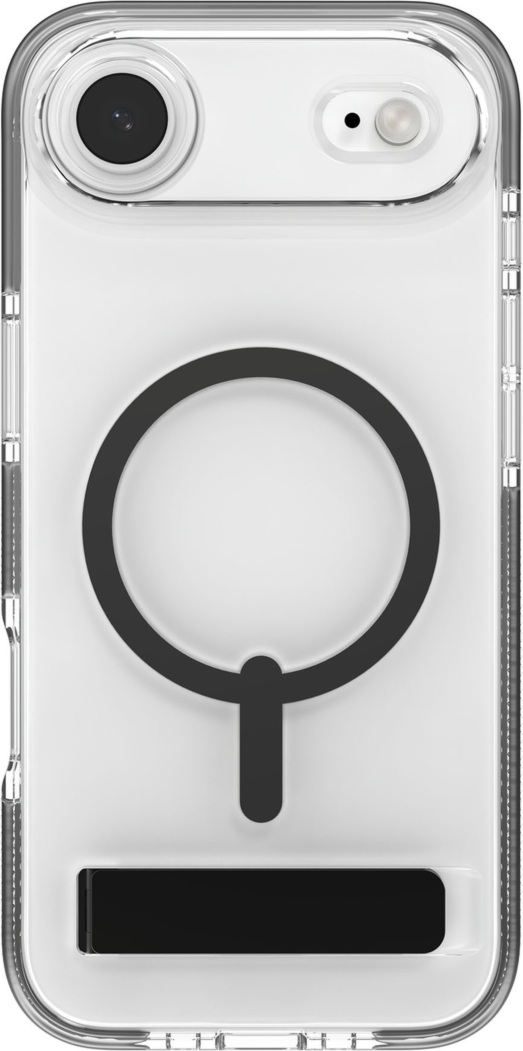 The ZAGG Santa Cruz Snap is a transparent case with pops of color that accent its design. It offers 13-foot drop protection, a sturdy kickstand that folds flush with the case, and is MagSafe compatible.