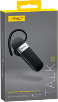 Take Jabra Talk 15 Bluetooth® 3.0 mono headset anywhere you are with 14 days of standby and 6 hours of talk time for a simpler experience and customizable fit.