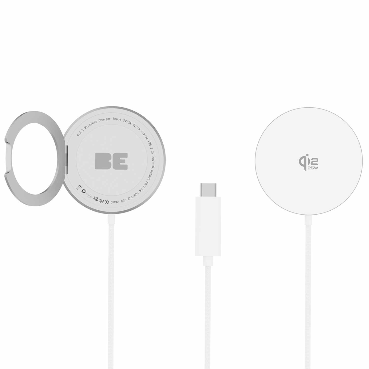 Blu Element - Chargeur sans fil PowerPuck25 avec support blanc