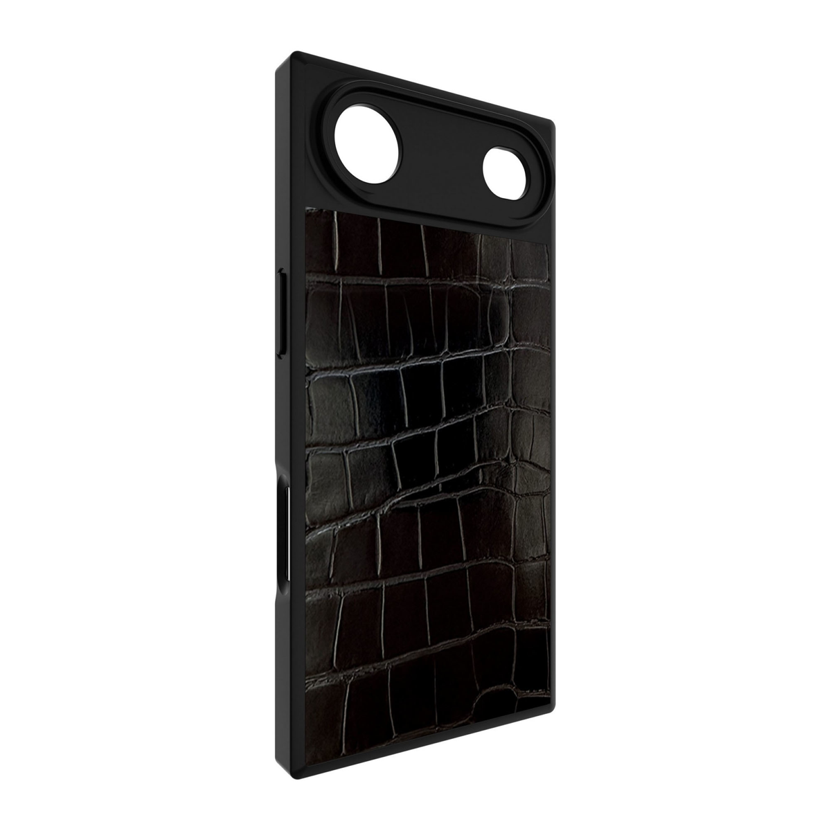 The FLAUNT SQUARE® Faux Leather case offers sleek, chic protection with a patent-pending square design and cushioned corners for enhanced shock absorption, featuring 12ft drop test protection.