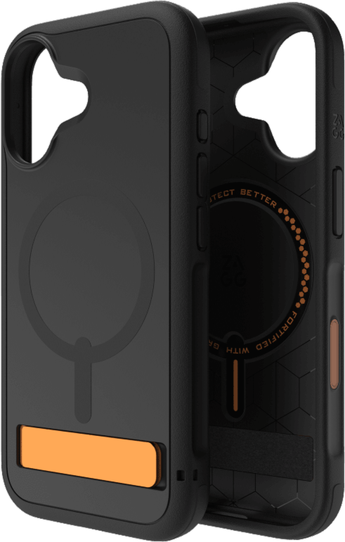iPhone 17 ZAGG Graphene Sedona Snap Kickstand Case - Flood Black/Orange