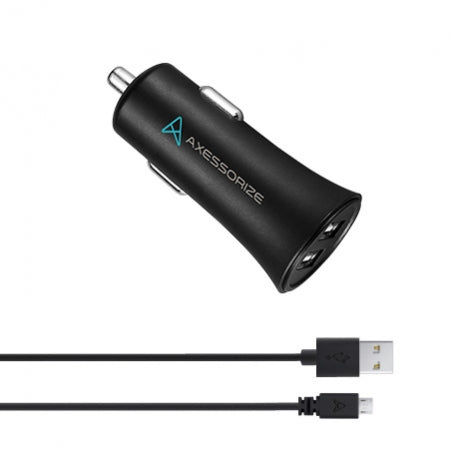 AXS 12W PROCharge Micro USB Cable  + Car Charger (1.2M) | Black