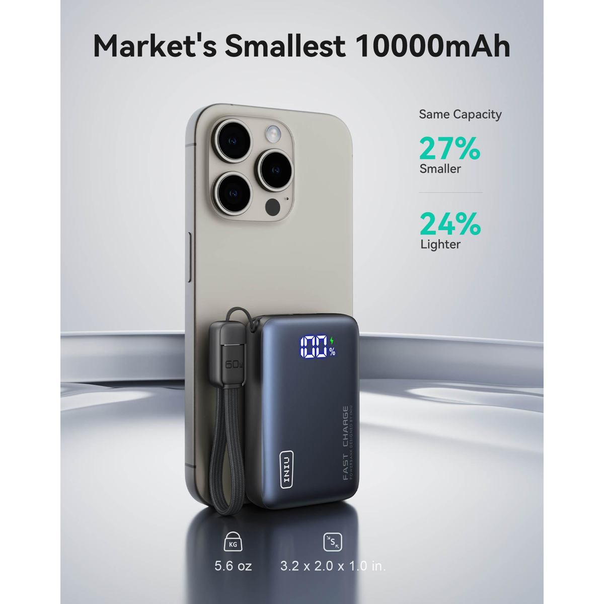 INIU POCKET PRO banque d’alimentation 10 000 mAh 45 W - NOIR