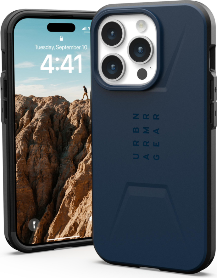 Étui Civilian compatible avec MagSafe de UAG  – iPhone 15 Pro, bleu (Mallard)