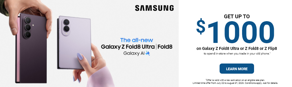 Get up to $1000 on Galaxy Z fold8 ultra or fold8 or flip8 learn more