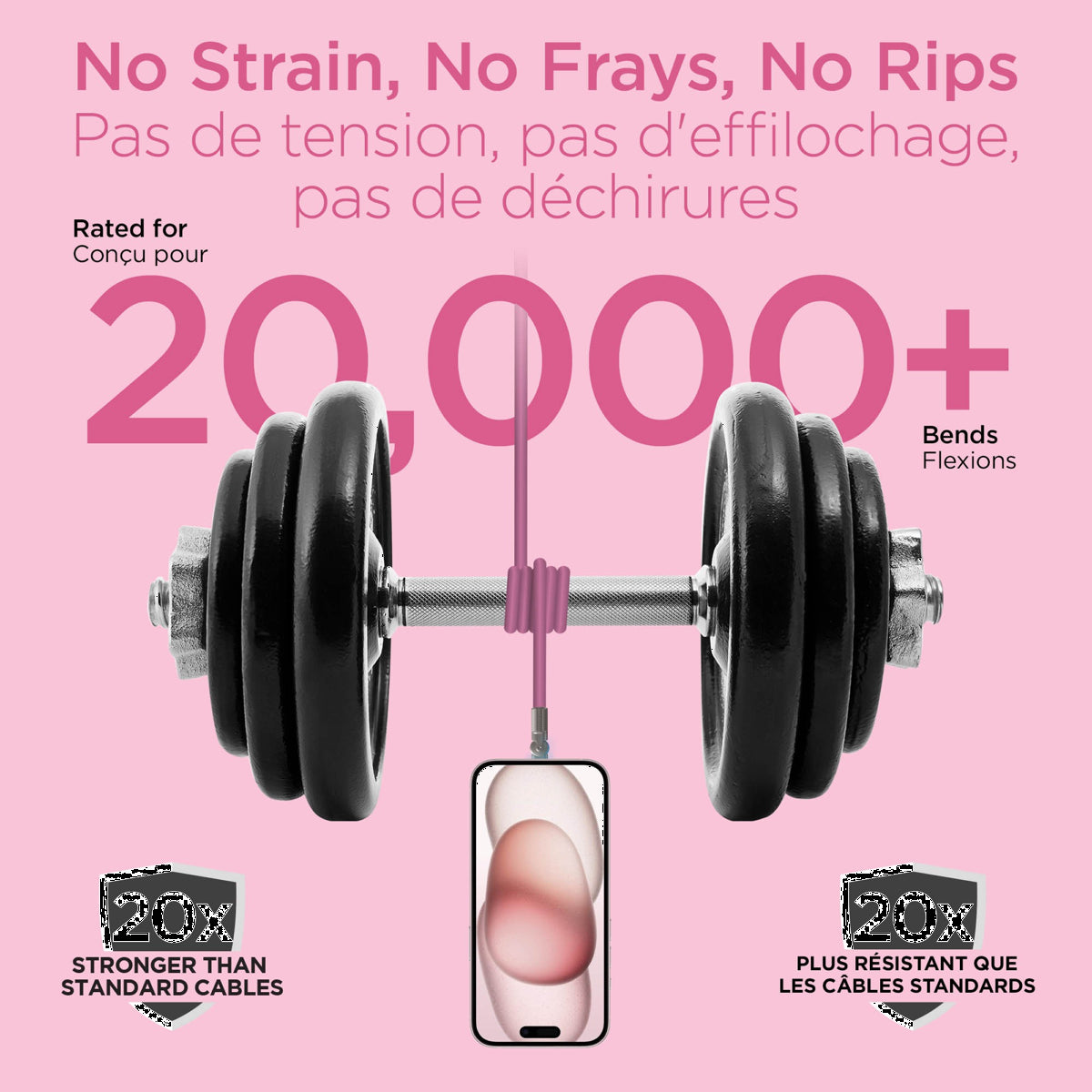 The HyperGear Chunky180° 6ft USB-C to USB-C cable is 20X stronger than standard cables, provides fast charging performance and features dual 180° rotating tips which reduce strain on ports.