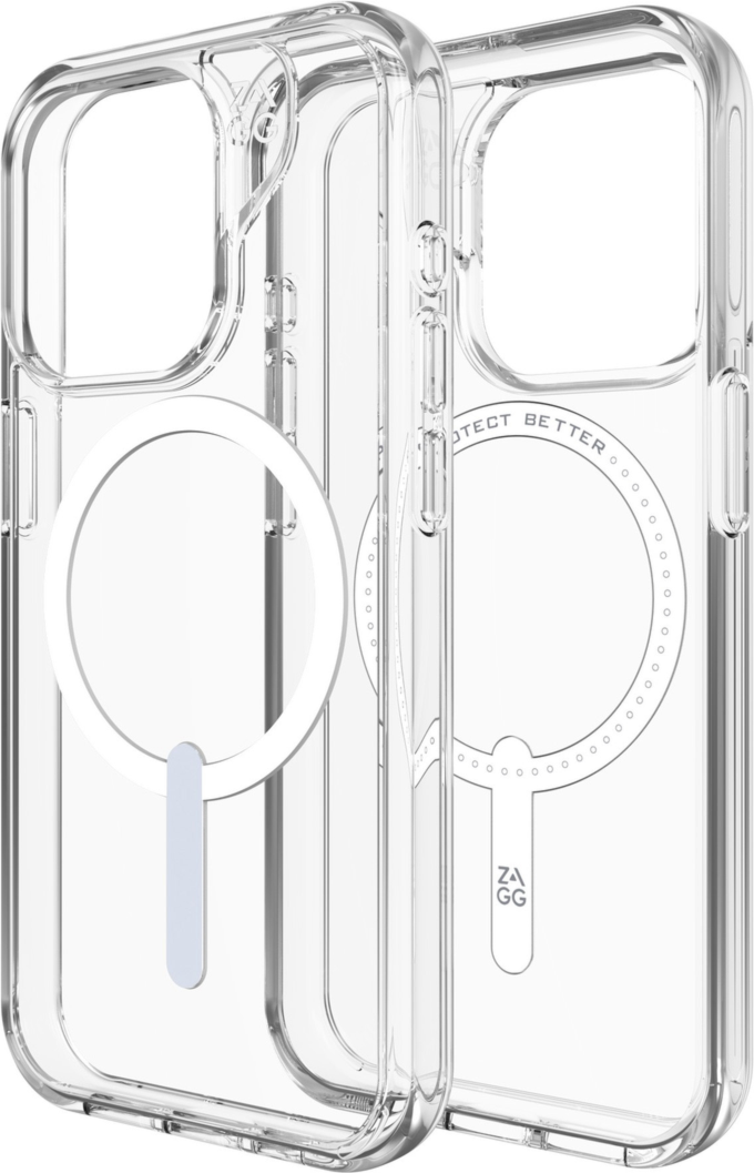 Strengthened with Graphene, ZAGG's Crystal Palace Snap series case combines an ultra-slim, crystal-clear profile with up to 13 ft drop protection and seamless MagSafe compatibility.