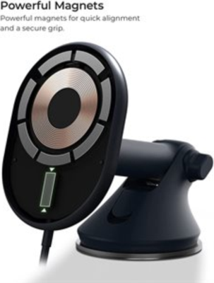 iOttie - Velox MagSafe Compatible Magnetic Wireless Charging Dash & Windshield Mount Dark Blue