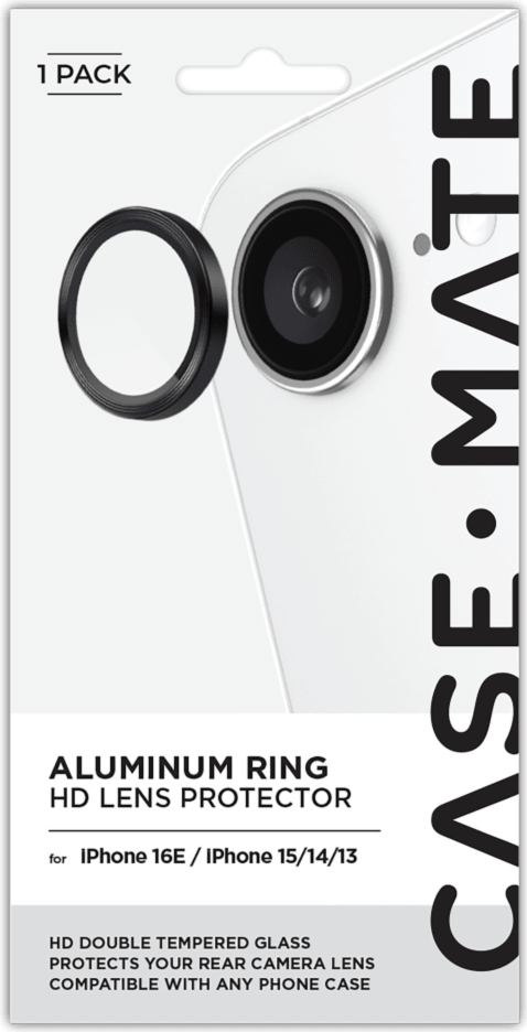 Case-Mate - Aluminum Ring Camera Lens Glass Protector for Apple iPhone 16e - Black