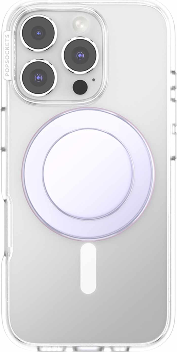 PopSockets 809055 PopGrip pour MagSafe Rond avec Anneau Adaptateur Blanc Irisé