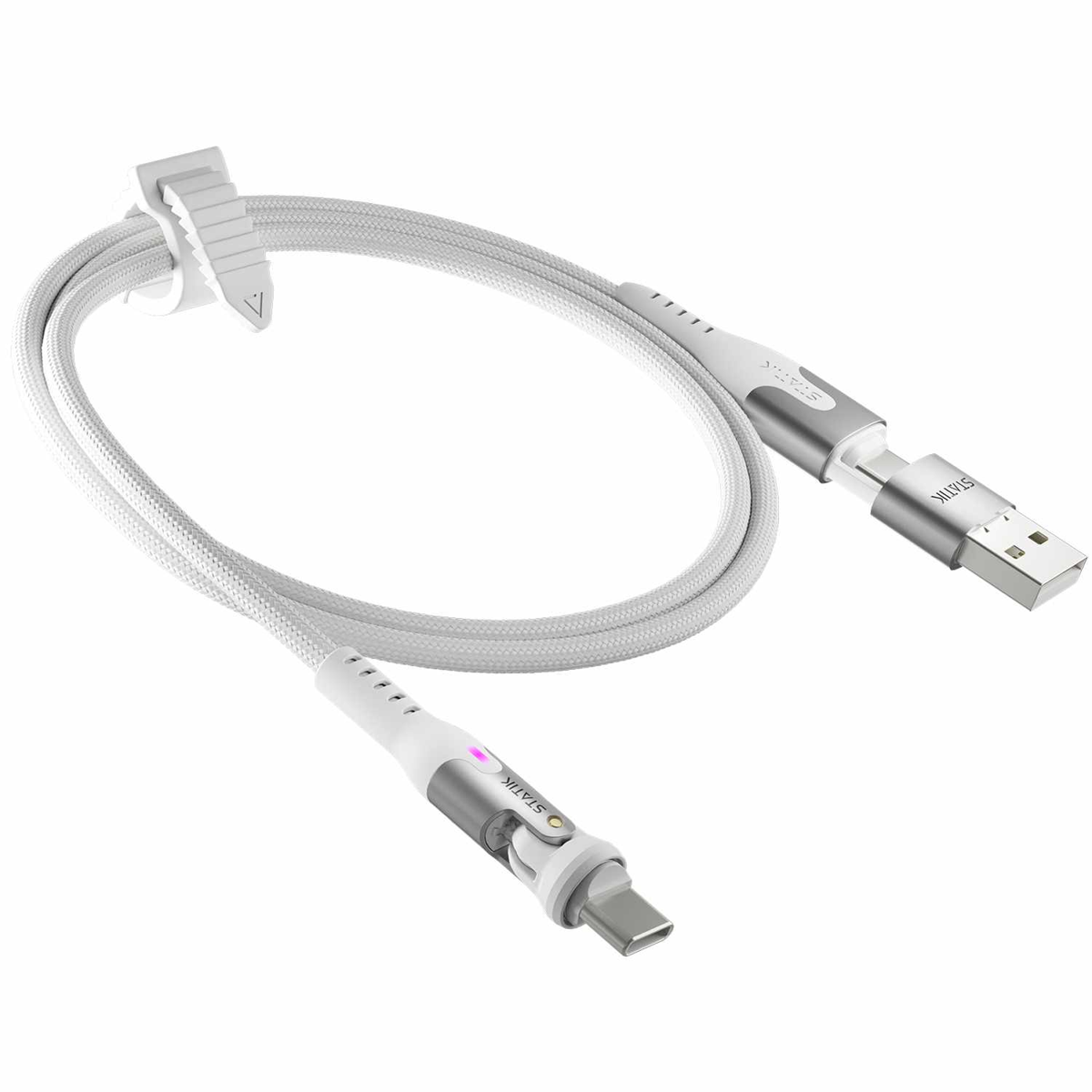 Statik PUP04556FTCCWHTCA Câble Tressé en Nylon de Charge/Sync PowerPivot Pro USB-C vers USB-C 6.6 pieds Blanc