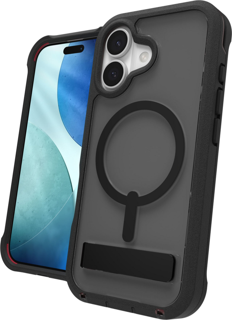 ZAGG - Rainier Snap MagSafe Case with Kickstand for Apple iPhone 17 - Smoke Black
