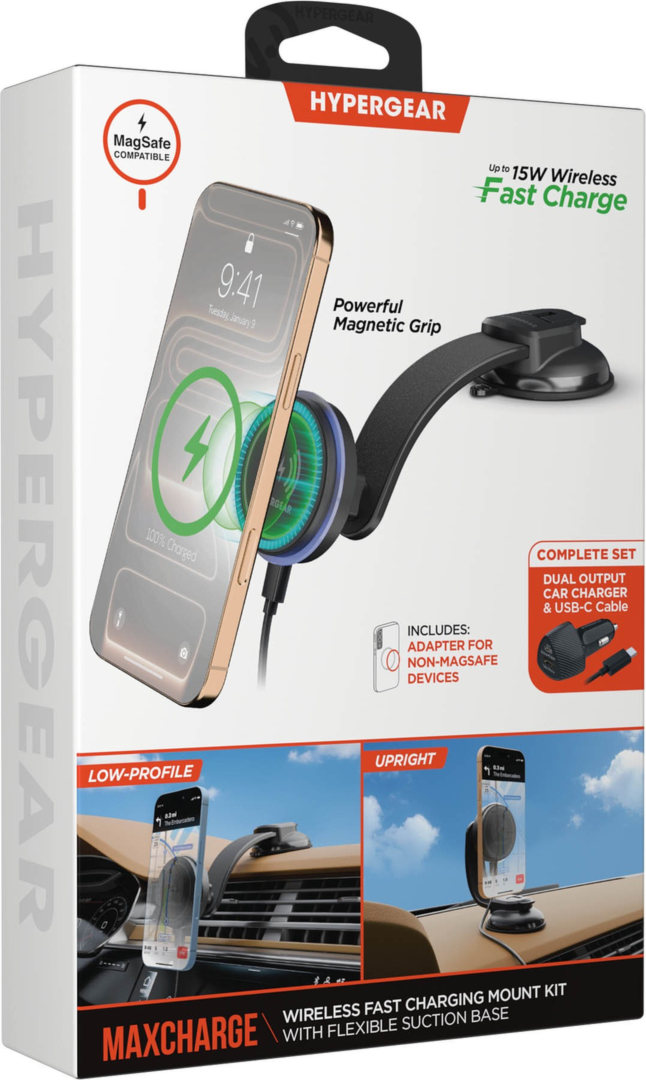 HyperGear MaxCharge Flex 15W MagSafe Wireless Mount - Black