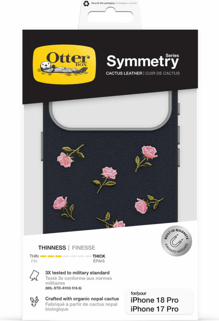 OtterBox - Symmetry Cactus Leather Embroidery MagSafe Case Manor Bloom for iPhone 18 Pro/17 Pro