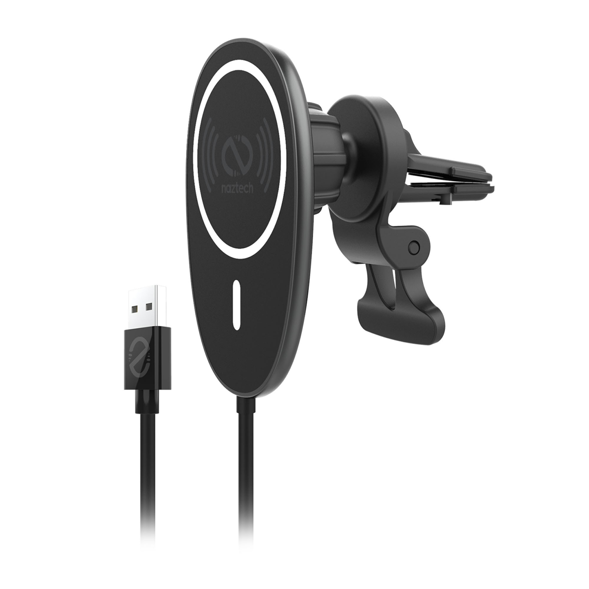 The Naztech MagLock Vent Mount delivers fast wireless charging for MagSafe iPhones with a secure magnetic grip and vent-friendly stability features for safer hands-free driving.