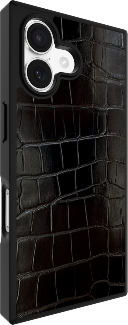 The FLAUNT SQUARE® Faux Leather case offers sleek, chic protection with a patent-pending square design and cushioned corners for enhanced shock absorption, featuring 12ft drop test protection.