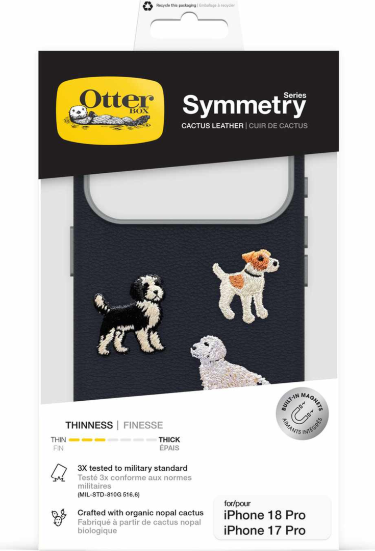 OtterBox - Étui Symmetry en cuir « Cactus » avec broderie et compatibilité MagSafe, modèle Barskerville, pour iPhone 18 Pro/17 Pro