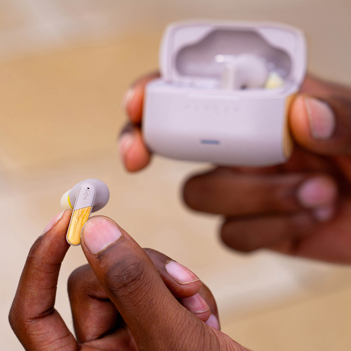 The House of Marley Trenchtown ANC Wireless Earbuds deliver immersive noise-cancelling sound and up to 24 hours of playtime, crafted from renewable bamboo and recycled plastics for sustainable listening.