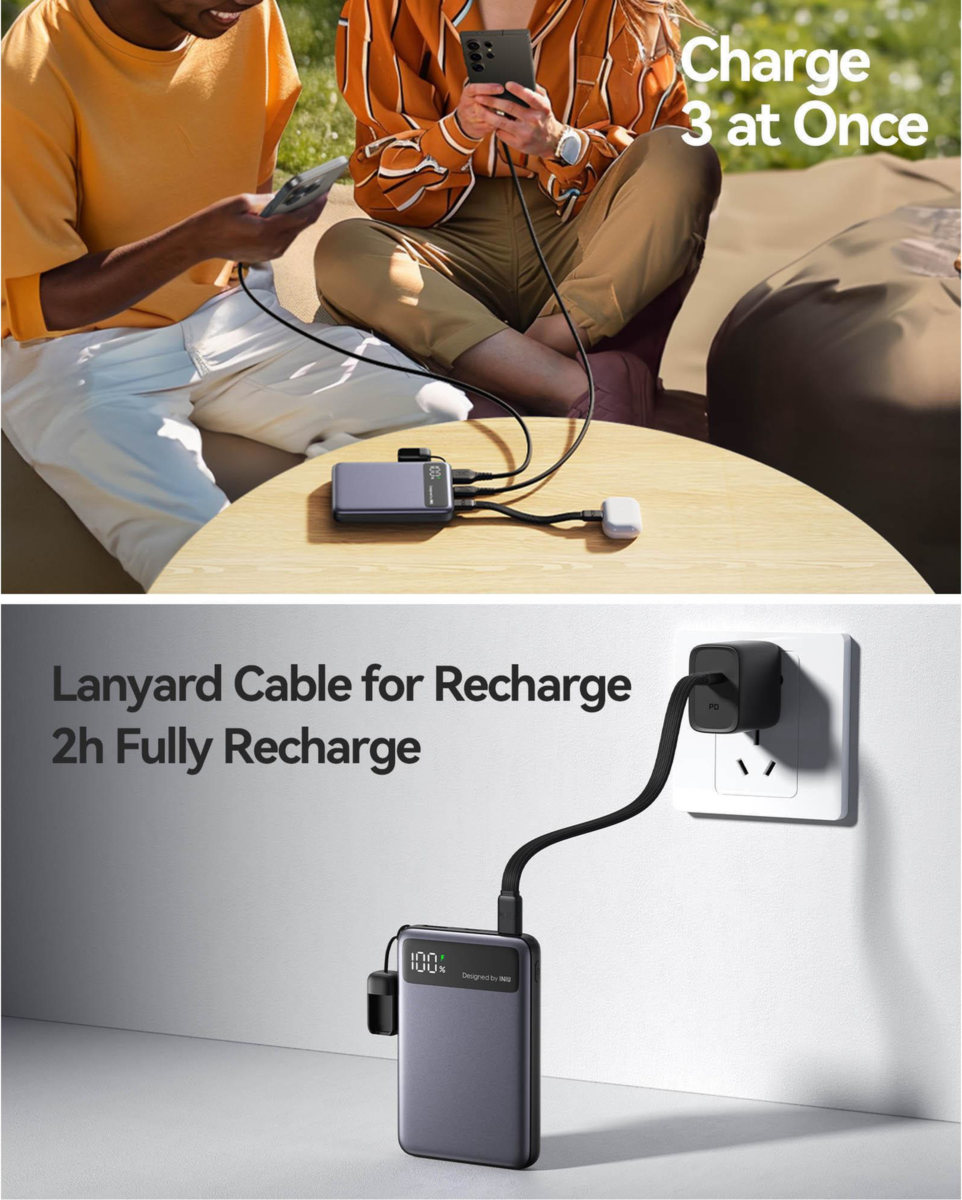 INIU POCK PRO SLIM 10K 45W POWER BANK - BLACK