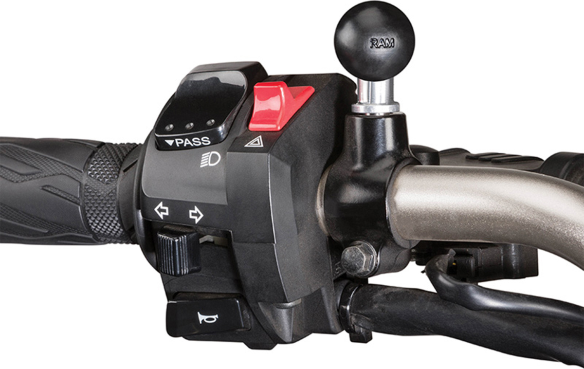 The RAM-B-349U includes a M10 x 1.25 pitch male thread connected to a 1" rubber ball. The threaded hole must contain the following dimensions for this base to fit: M10 1.25 pitch with a 14.5mm flange diameter with a 10.15mm thread length.