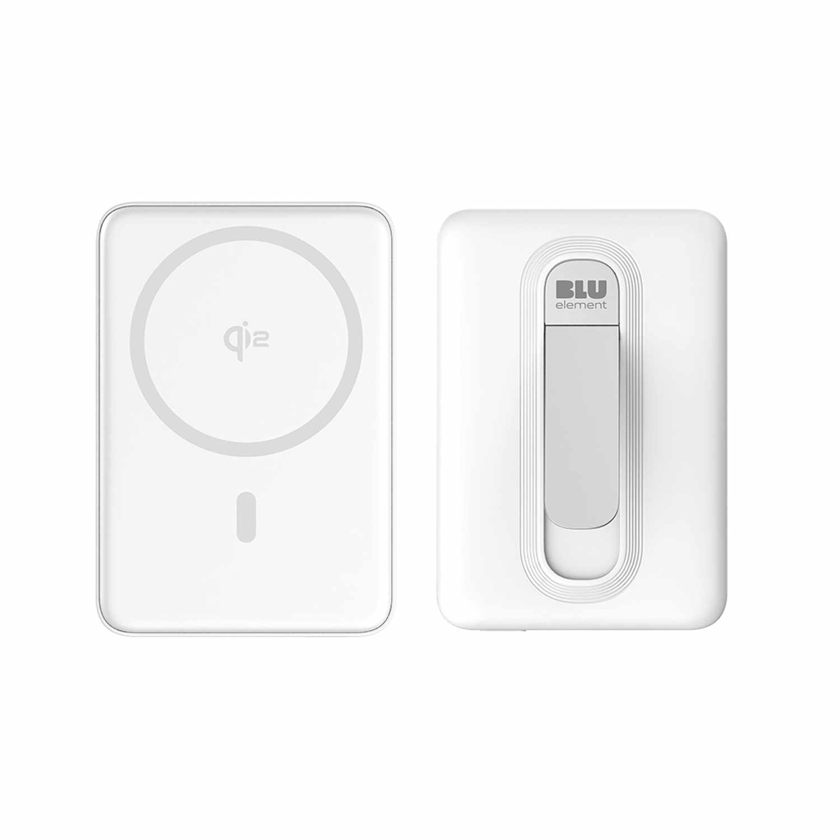 Blu Element BEPBQi25KWH SLIM Batterie Externe sans Fil Qi2 avec Support 5K Blanc