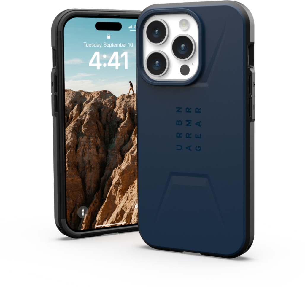 Étui Civilian compatible avec MagSafe de UAG  – iPhone 15 Pro, bleu (Mallard)
