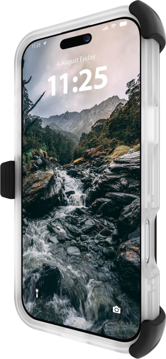 18ft Drop Protection,
Strong Built-In Magnets For MagSafe,
Dual Layer Impact Protection,
Made From Recycled Materials,
Anti-Scratch Coatings,
Textured Sides For Enhanced Grip,
Included Phone Holster/Stand, and
Lifetime Warranty.